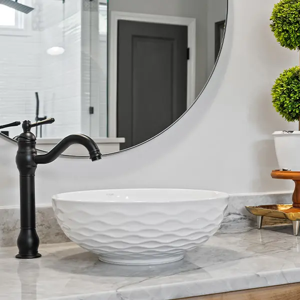 luxury bathroom sink and mirror